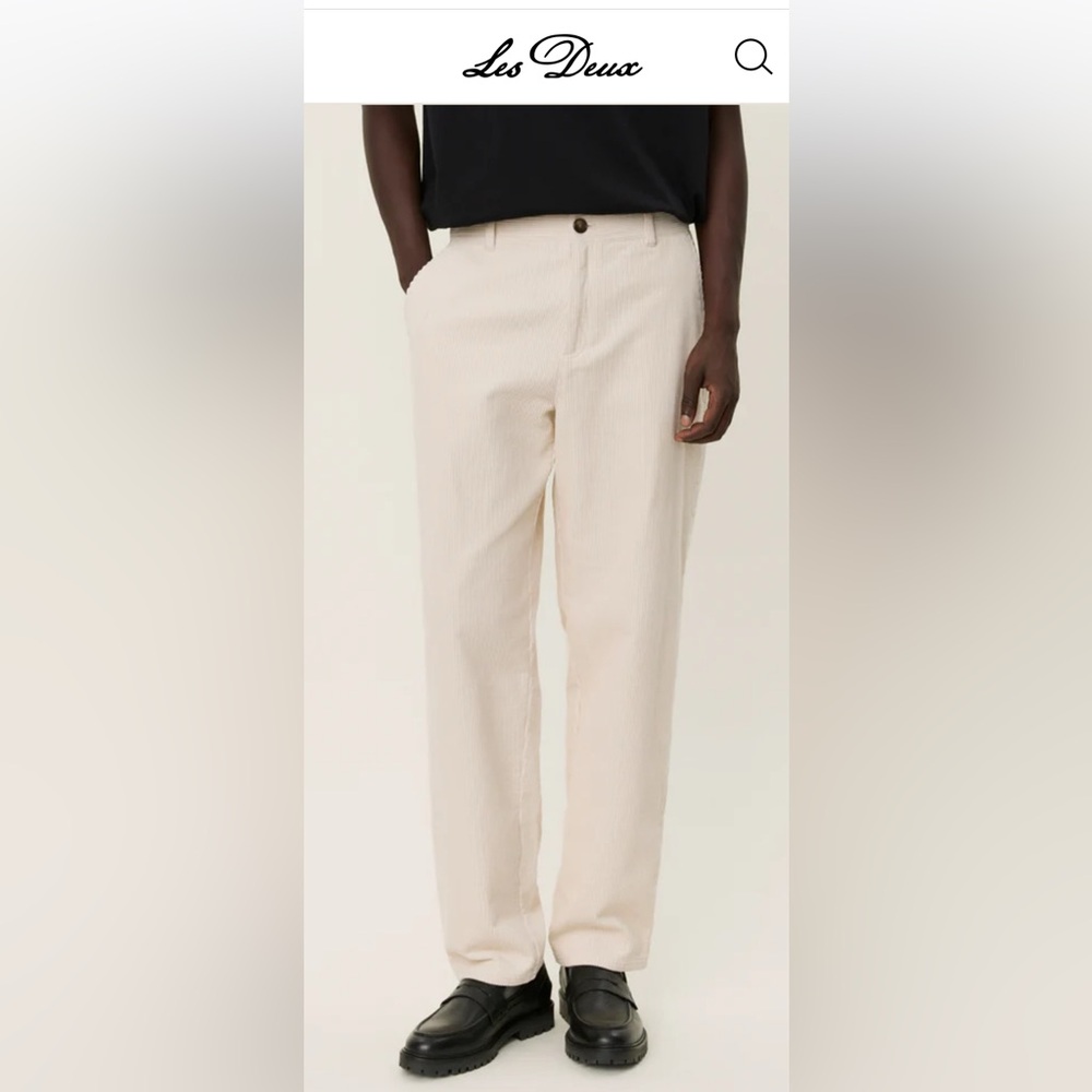 Les Deux Men’s Corduroy Relaxed Fit Pants in Ivory, 28x32